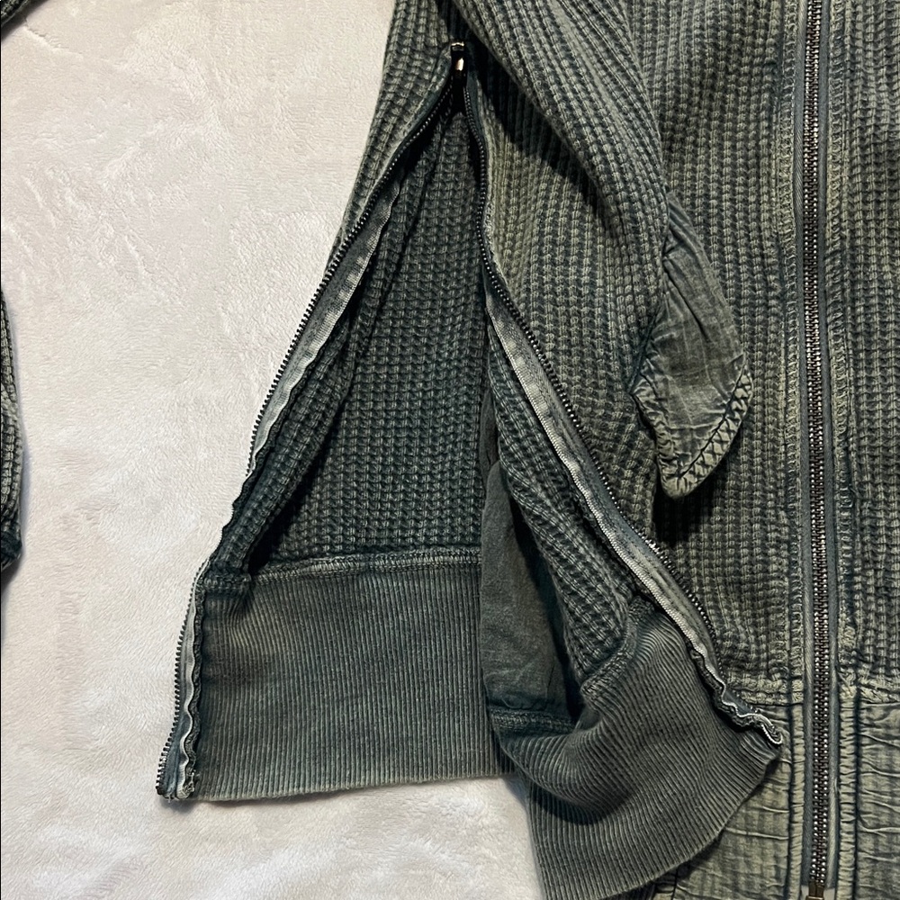 FP ONE Free people Lupo Bomber Cardi - Nevergreen sweater jacket knit Coachella - Picture 9 of 13